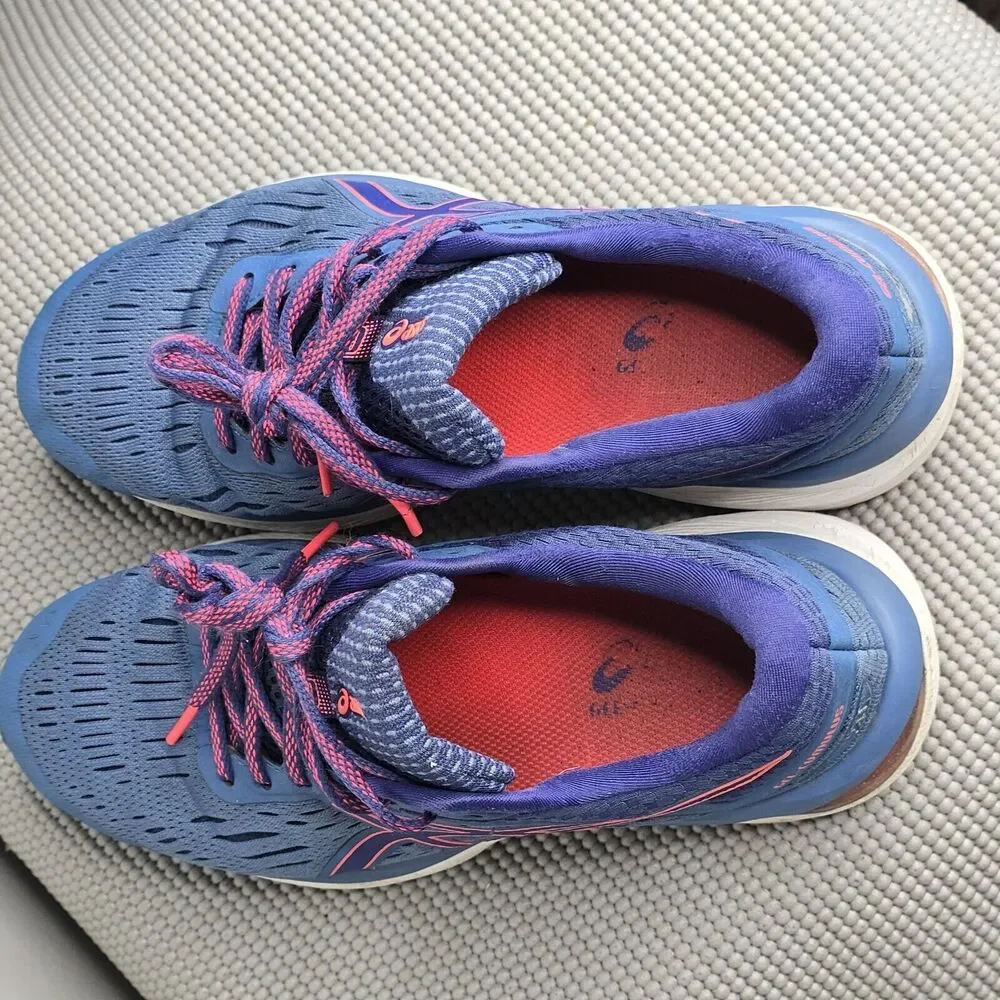 ASICS Womens Gel Cumulus‎ 20 Running Shoes 1012A008 Blue-Pink-White Size US 7